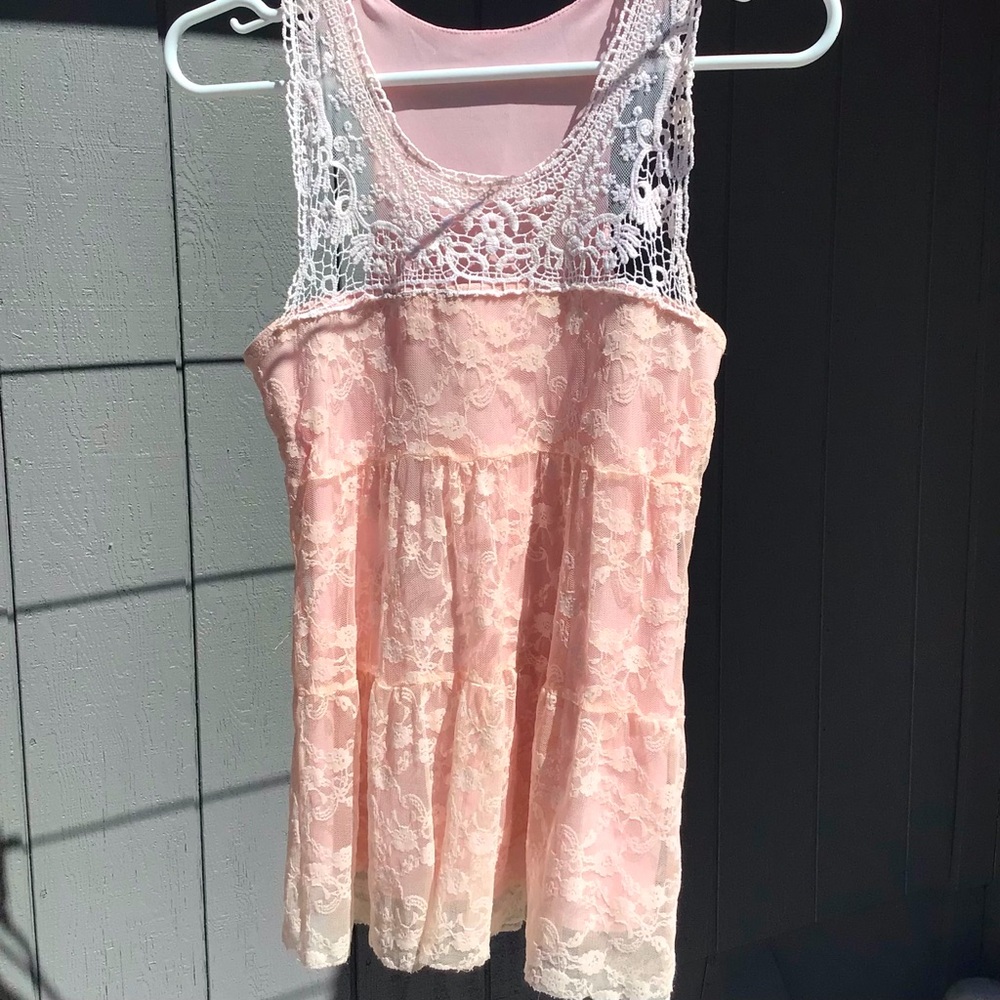 First Look. Made in USA. Lace tank top.